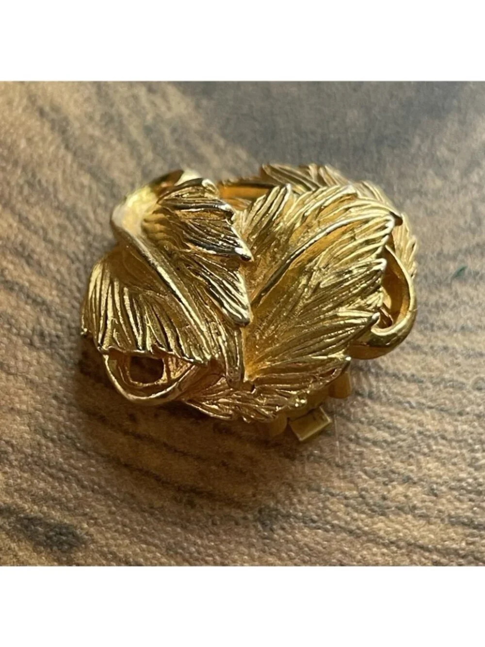 Vintage 1980s Earrings Gold Tone Leaves Clip On Statement Runway Glam Grecian